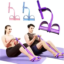 Four-tube pedal tensioner with elastic bands for yoga and strength.