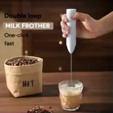 USB rechargeable frother whisks eggs, milk, coffee with 3 speeds.